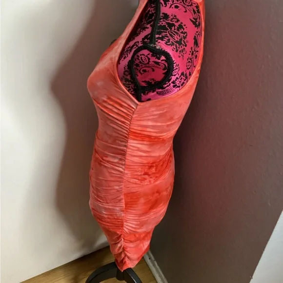 Tie-Dye Halter Mini Dress in Coral M - Picture 6 of 16